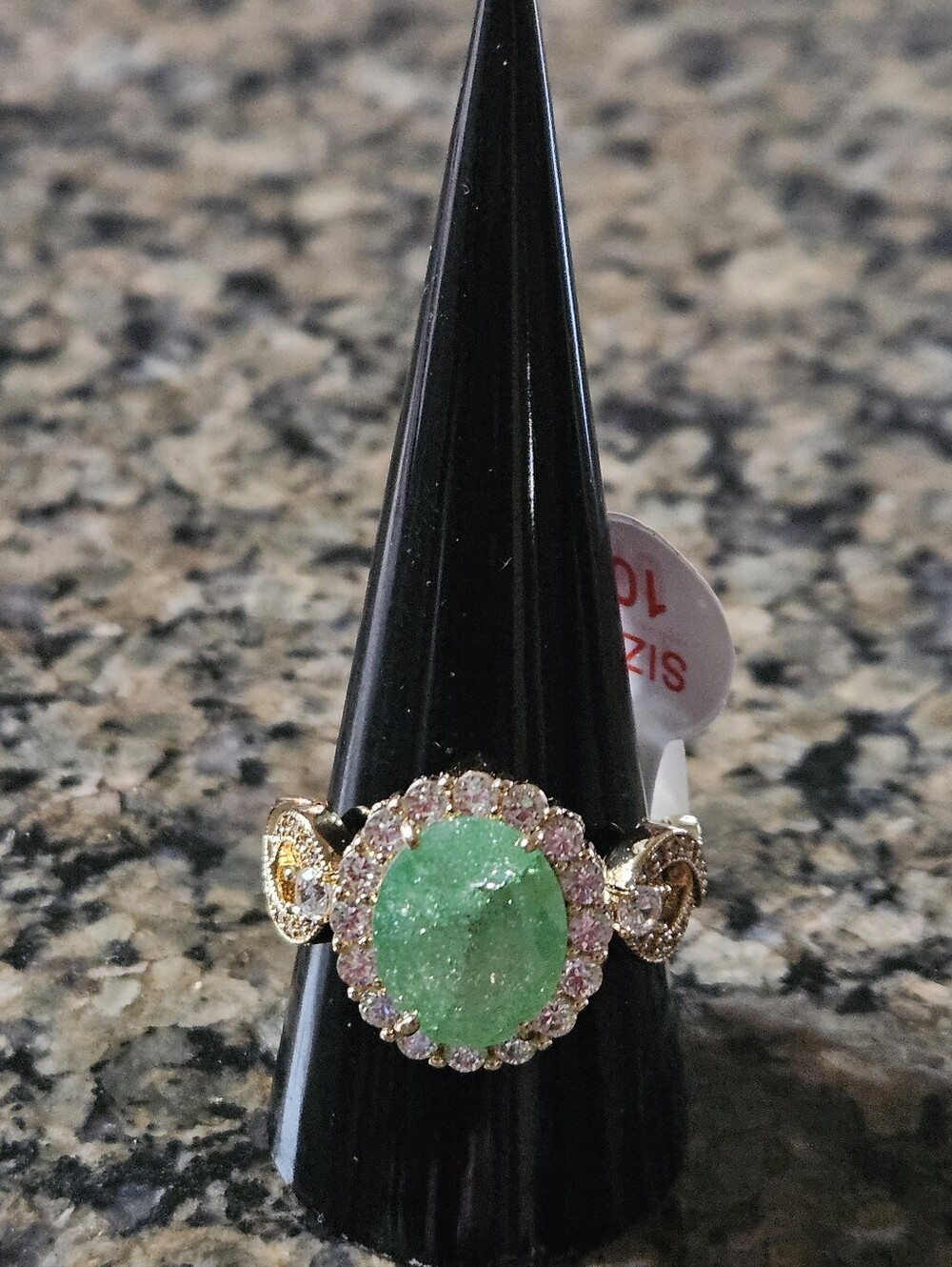Bomb Party RG77681 "The 2424 Ring" Pale Green Ice Crystal Sz 10